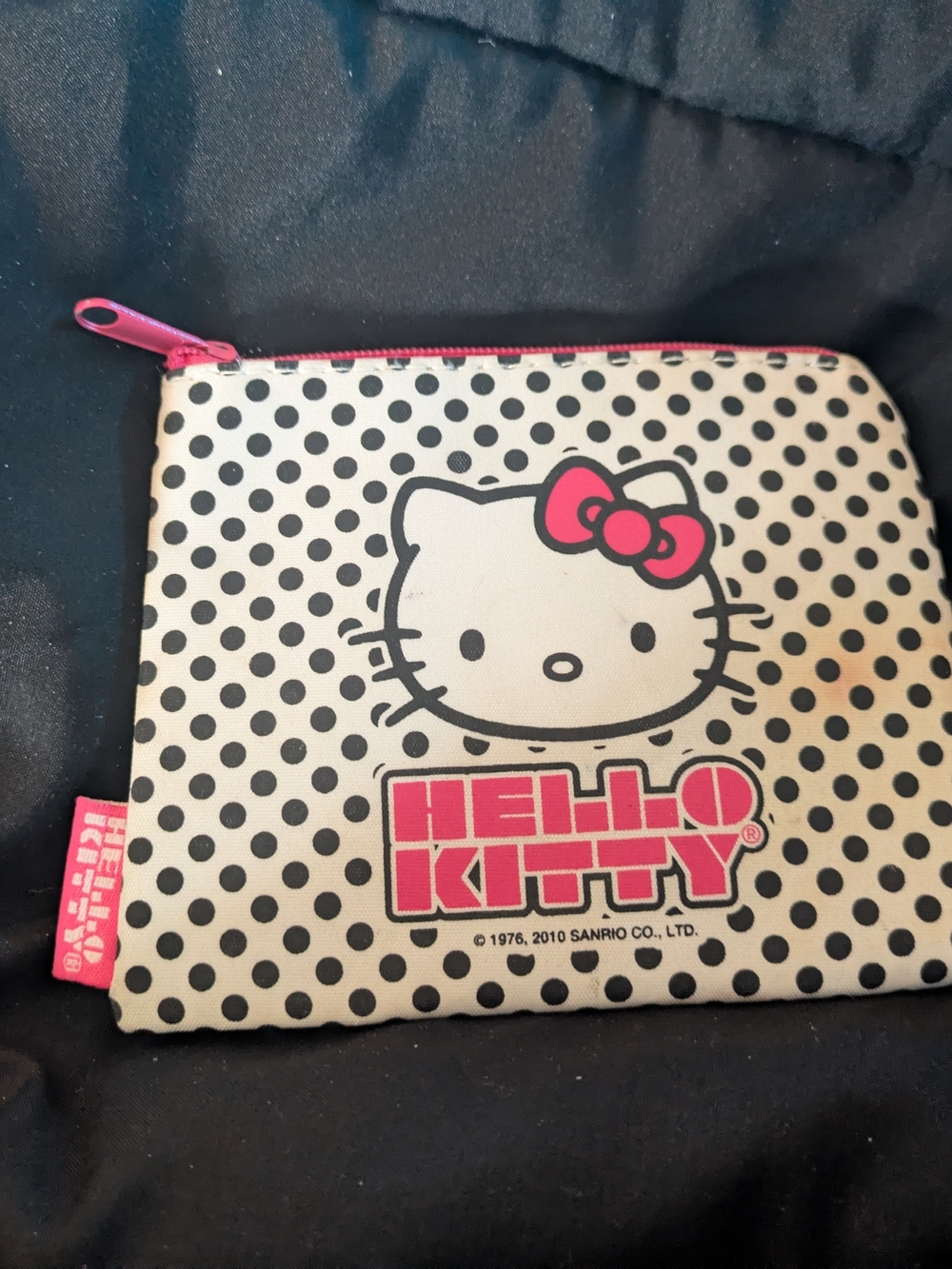 Hello Kitty Black & White Polka Dot Pouch with Pink Accents